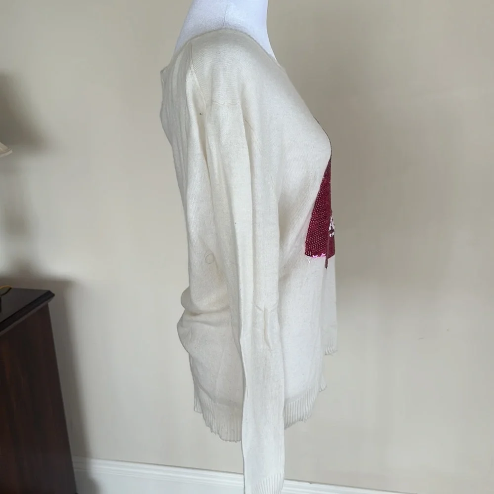 Wildfox White Label Sequin Lips Lightweight Long Sleeve Sweater Size Small